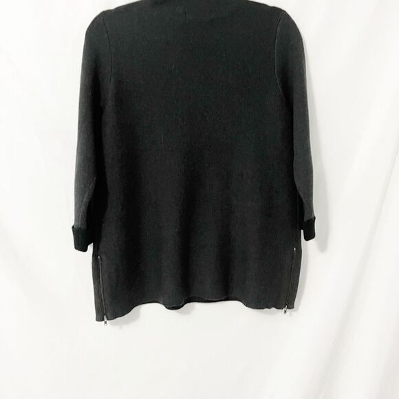 Nanette Lepore 3/4 Sleeve Mock Neck Wool Blend Sweater Dark Gray Size S - Picture 2 of 8